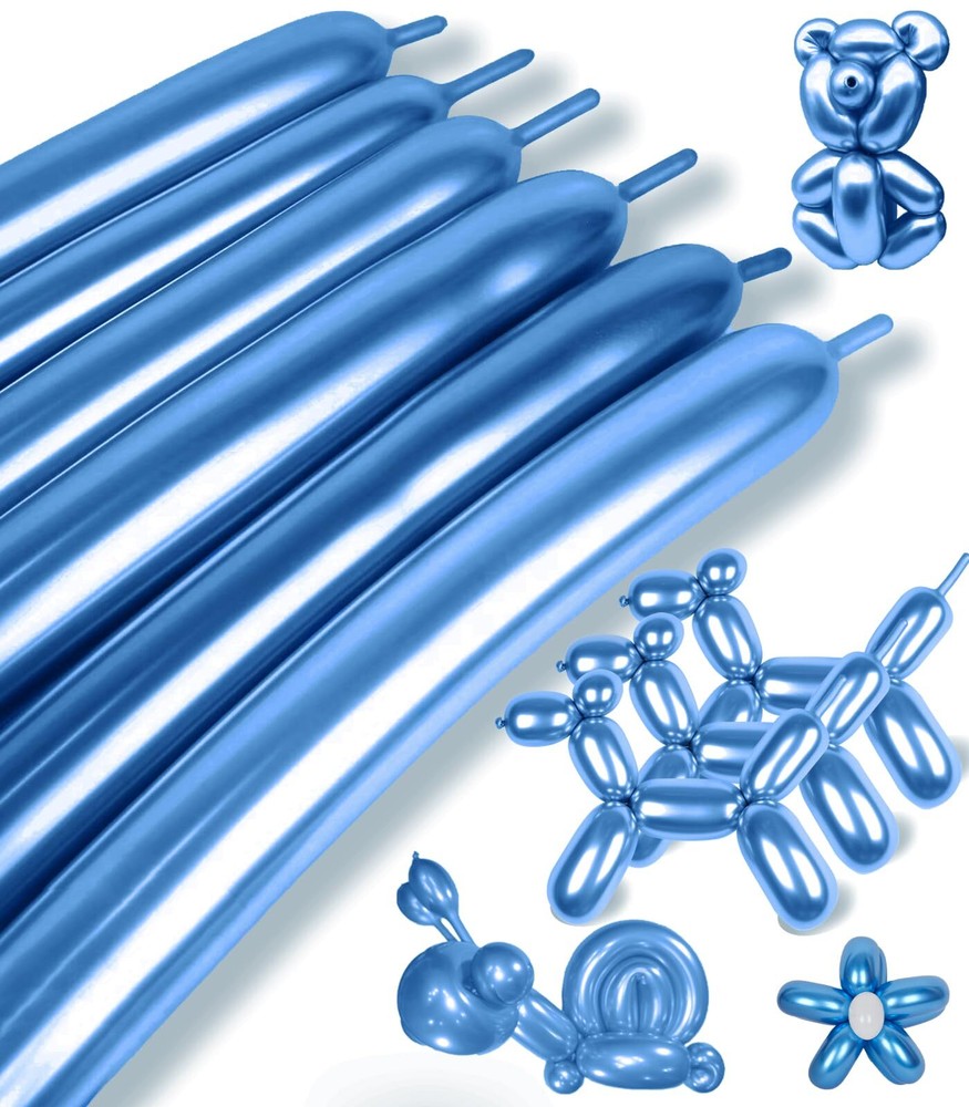 SULALABOO Blue Metallic 260 Balloons 80PCS Latex Long Shiny Balloon to Twisti...