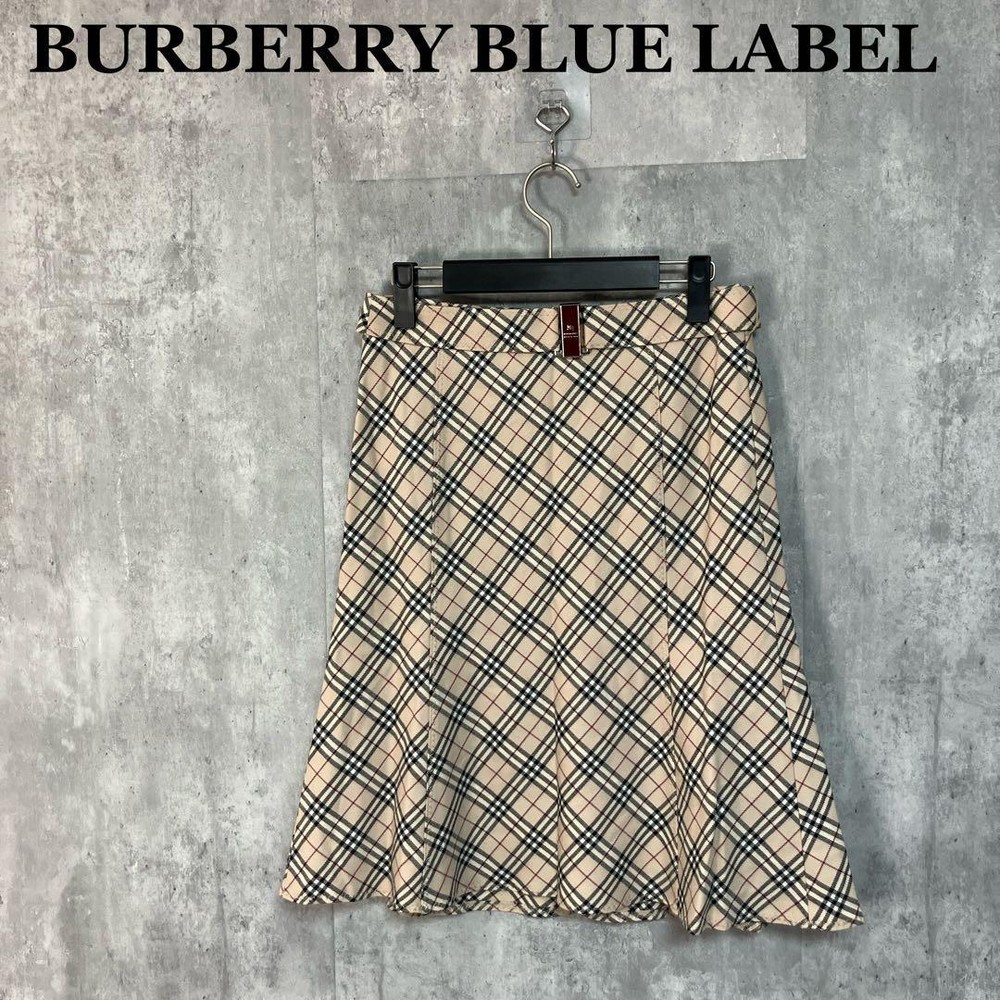 Burberry Blue Label Nova Check Skirt Beige Belted Size 38 Used
