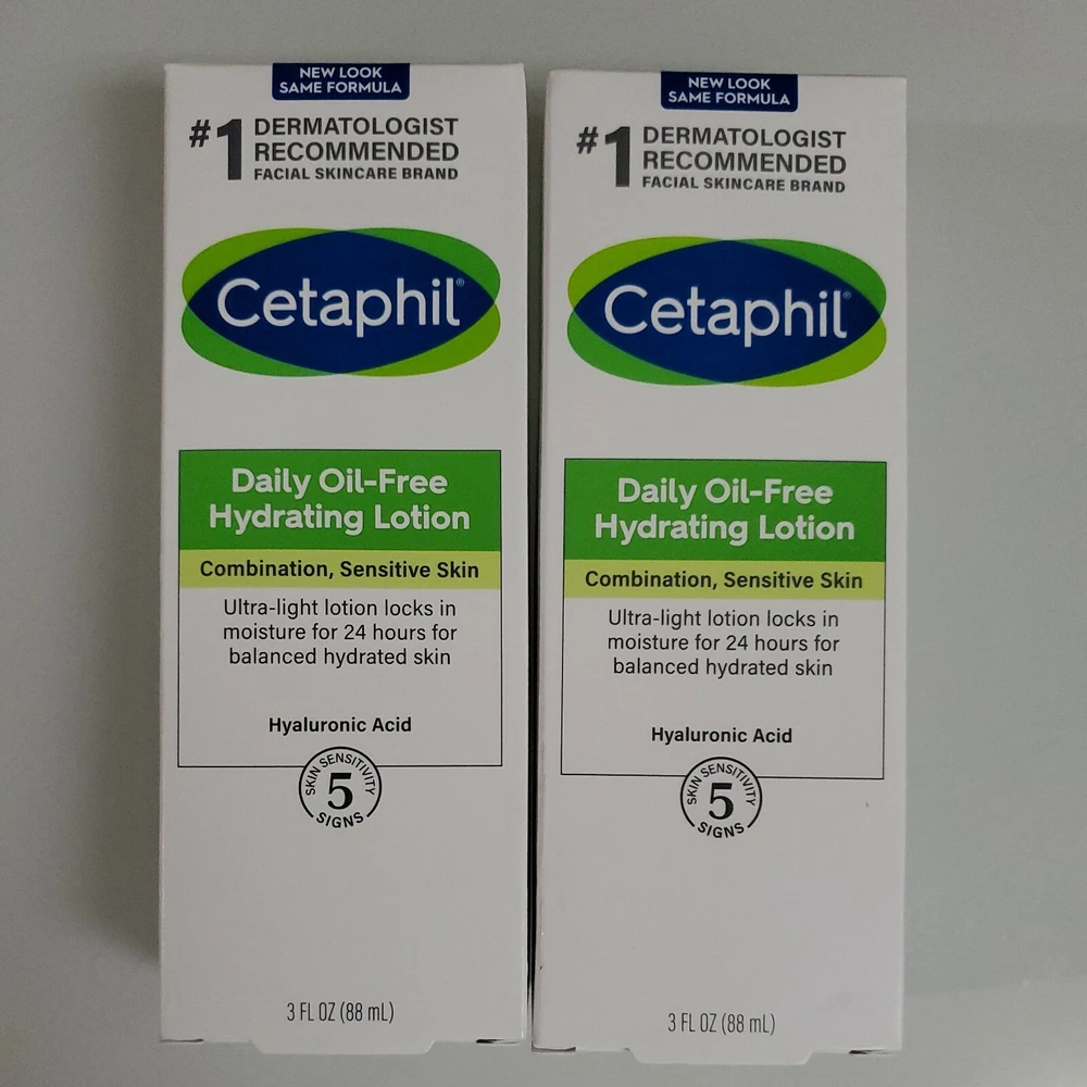 Cetaphil Daily Hydrating Lotion Hyaluronic Acid Face Sensitive Skin - 3oz - x2