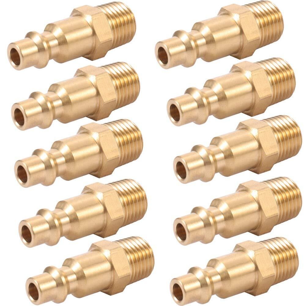 Brass 1/4-Inch NPT Male Industrial Air Hose Quick Connect AdapterAir Coupler ...