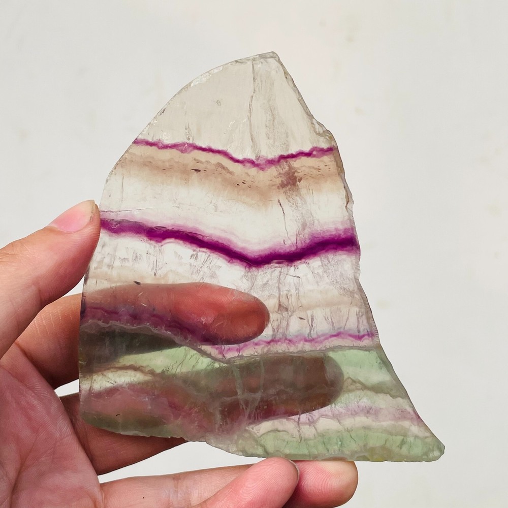 136g Natural Clear Rainbow Fluorite Slice Crystal Mineral Specimen for Healing & Energy
