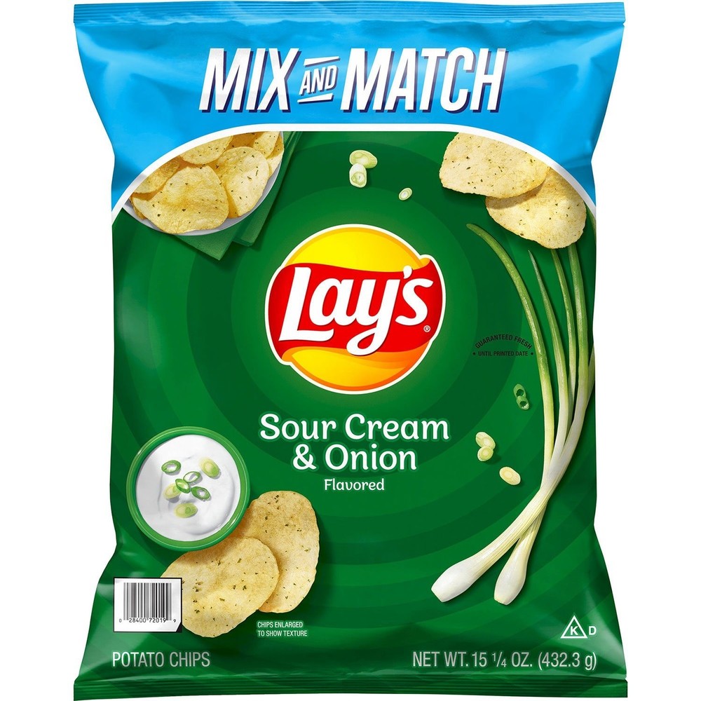 Lays Sour Cream & Onion Potato Chips 15.25 oz Bag - Budget Friendly Snack