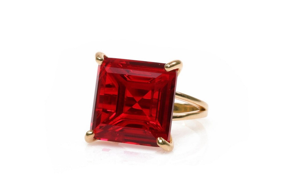 Red Garnet Square Gemstone 925 Sterling Silver Ring Handmade Jewelry For Gift