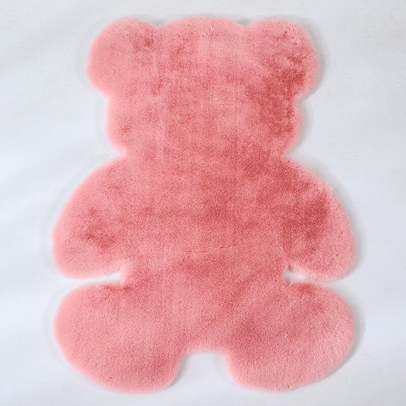 Pink Bear Shaped Rug Super Soft Carpet Modern Kid Bedroom Anti skid mat Fluffy