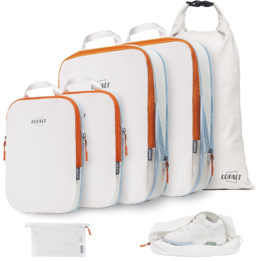 Compression Packing Cubes 7 Set, Travel Essentials for Carry-On Organizer Bag...