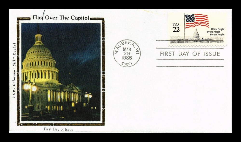 DR JIM STAMPS US COVER FLAG OVER CAPITOL 22C FDC COLORANO SILK CACHET