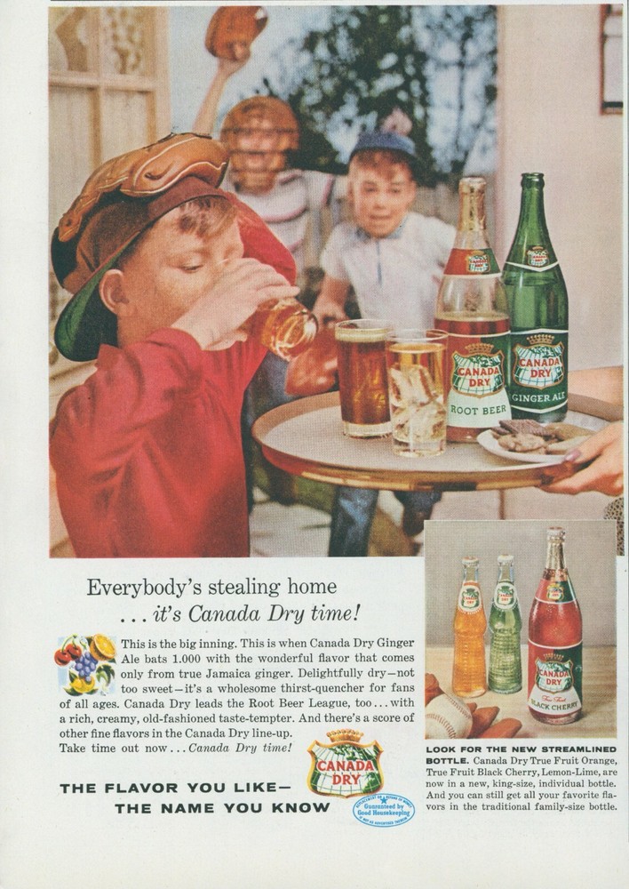 1956 Canada Dry Vintage Ad Featuring Baseball Boys Catcher and Root Beer SP1