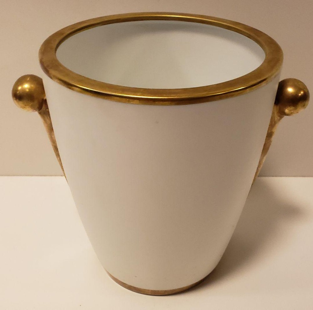 Richard Ginori Champagne & Wine Cooler Flower Vase White Gold Handle Good