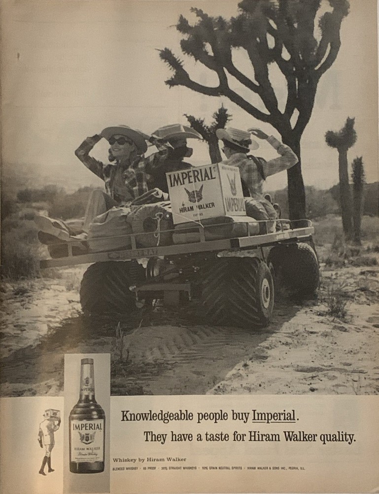1965 Hiram Walker Imperial Whiskey PRINT AD Desert VTG 60s Knowledgeable People