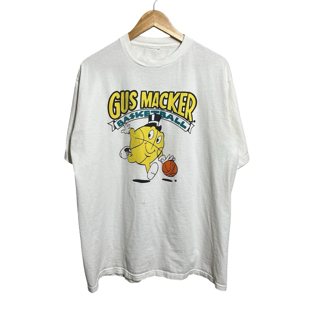 Vintage Gus Macker Basketball Shirt Mens XL White Graphic Tee T-Shirt Promo 90s