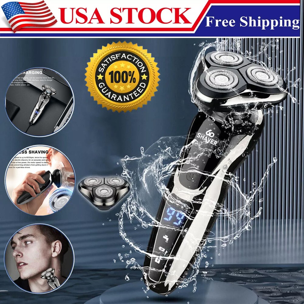 Electric Shaver Wet/Dry Razor Men Rechargeable Rotary Beard Pop-Up Trimmer Shavi