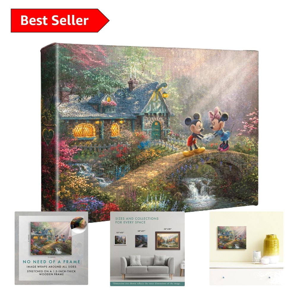 Disney's Mickey & Minnie Sweetheart Bridge Gallery Canvas - Timeless Treasure