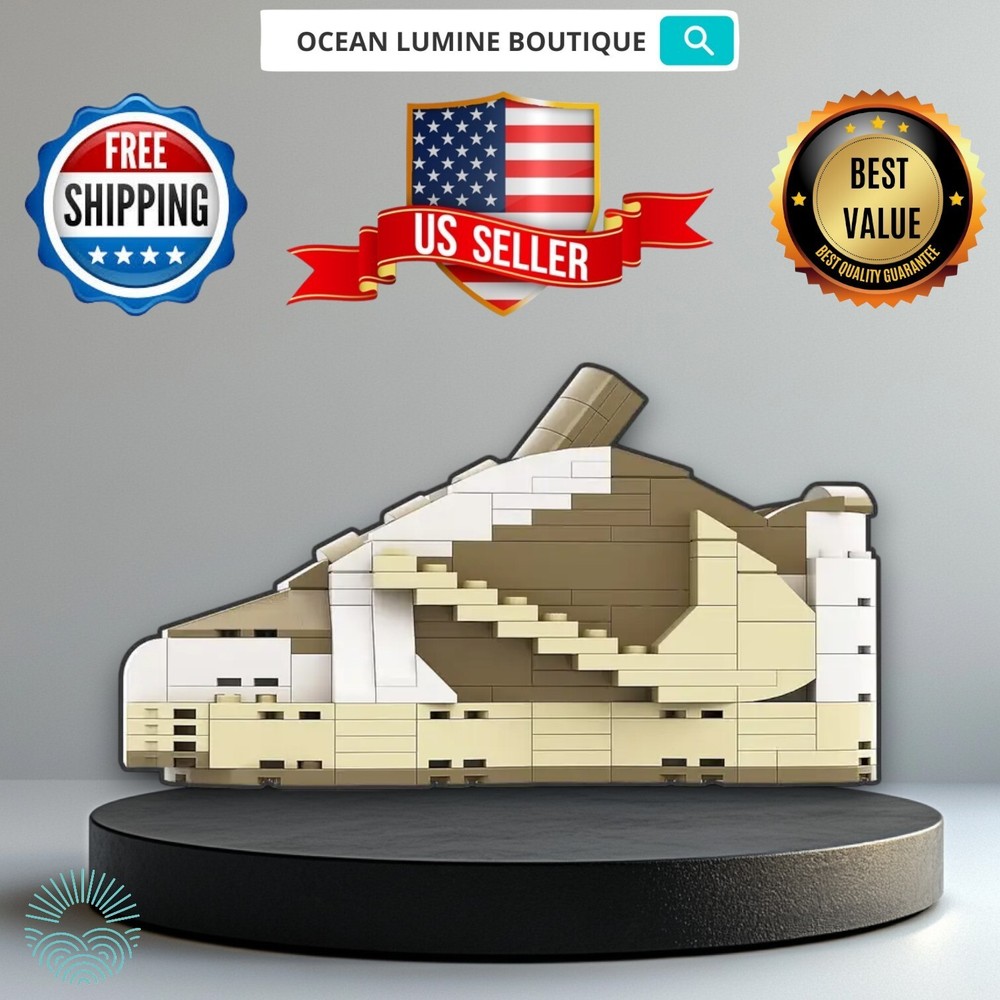 AJ Travis Scott Sneaker Building Bricks, Matching Key Chain, Puzzles Blocks Toy