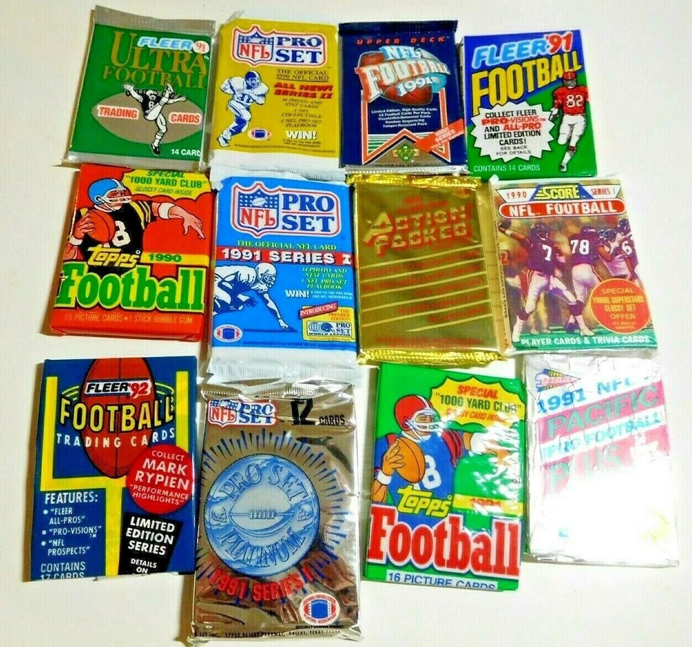$1.50 Old Unopened NFL FOOTBALL CARD LOT IN PACKS Free GU/ Auto Card each 5 lots