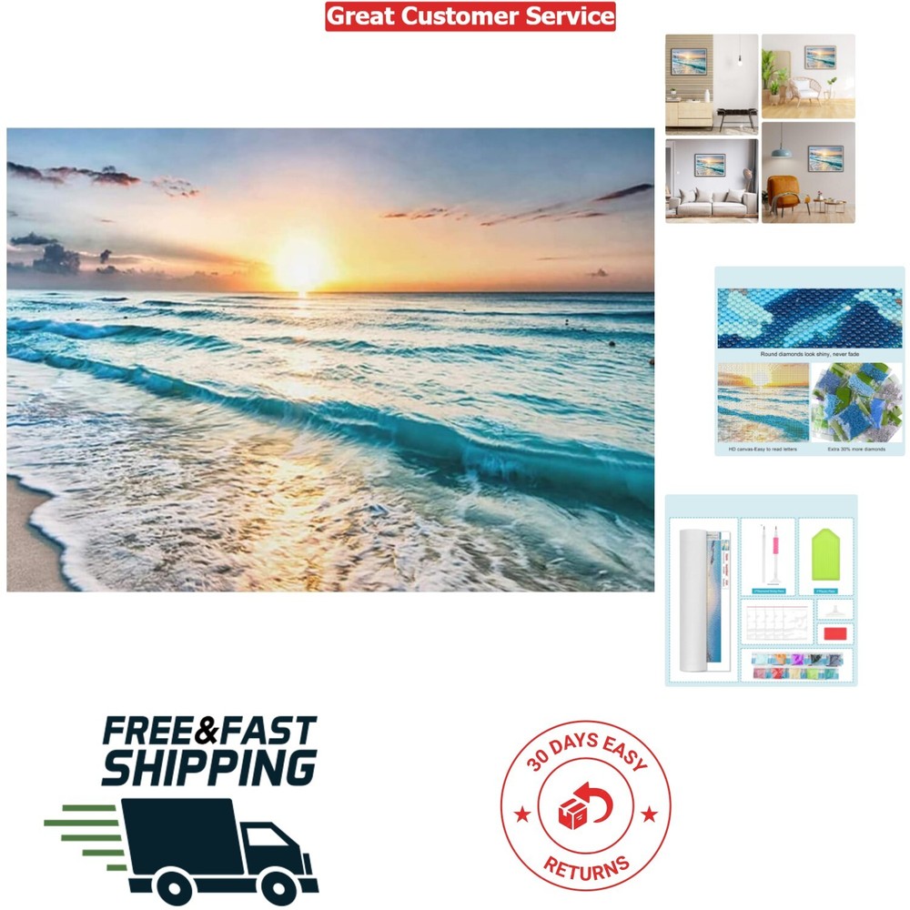 Challenging 5D DIY Diamond Art for Home Decoration - Beach Scene 11.81x15.75