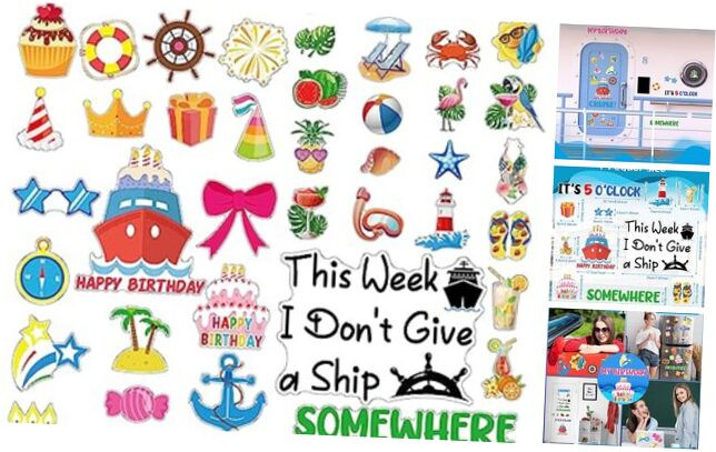 54 Pcs Summer Cruise Door Magnets Decorations Reusable Cruise Ship Door