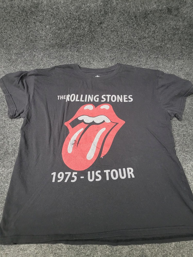 The Rolling Stones Shirt Mens 2XL Black 1975 US Tour Tongue Logo T-Shirt