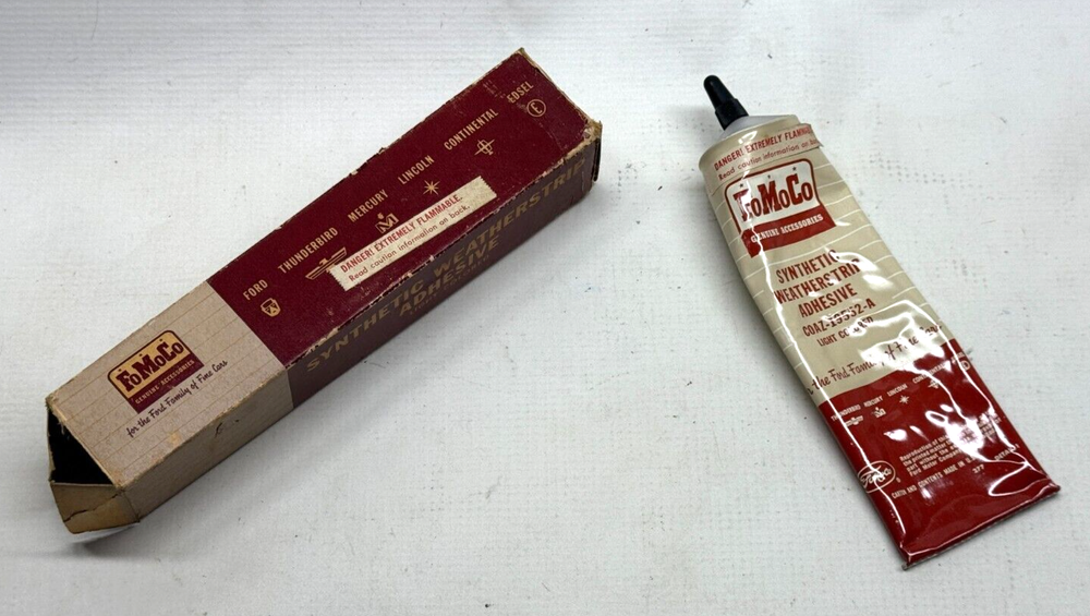 Vintage FoMoCo Genuine Accessories Synthetic Weatherstrip Adhesive Tube With Box