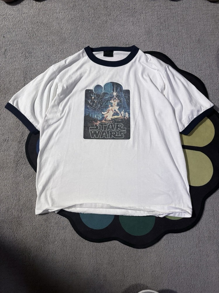 Vintage 1977 Star Wars Ringer Tee In Great Condition With Cool Graphic, Size XL