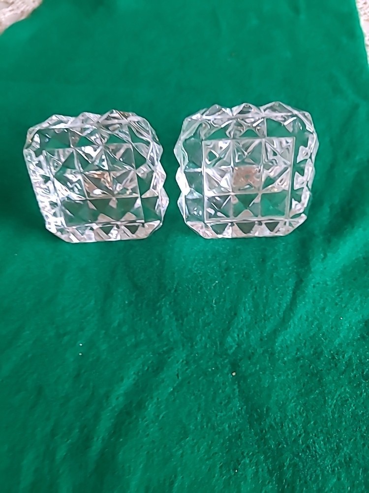 Set of 2 Faceted Crystal Decanter Stoppers for Cut Glass