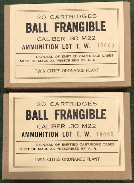 TWIN CITIES  CAL. .30  M22  BALL FRANGIBLE WWII  NEW REPLICA 20 ROUND AMMO BOXES