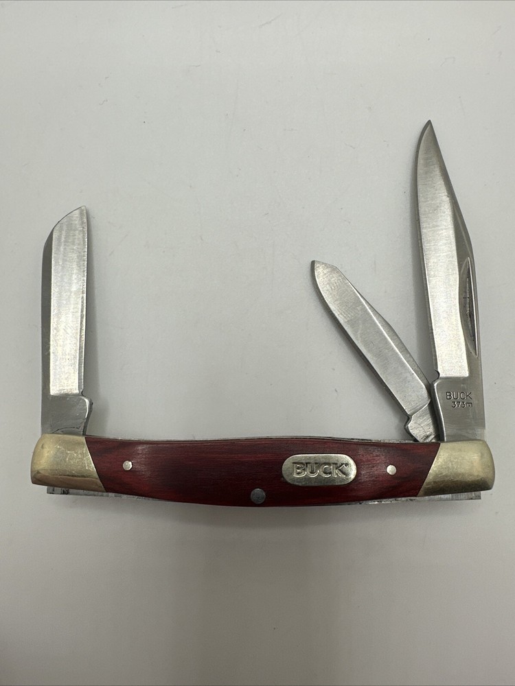 BUCK KNIVES 373 Stockman Wood Handle Stock 3 Blade Pocket Knife Pocketknife