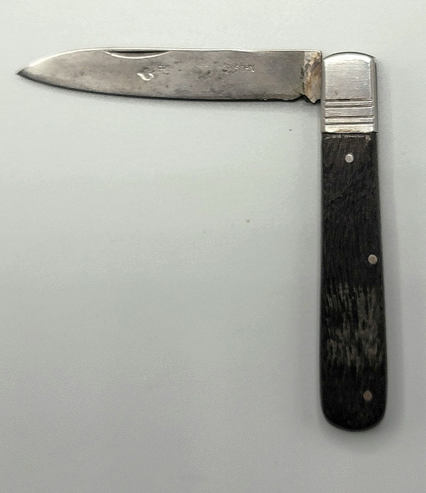Vintage FRIEDR HERDER ABR SOHN, POCKET KNIFE BLACK WOOD HANDLE Solingen Germany-image