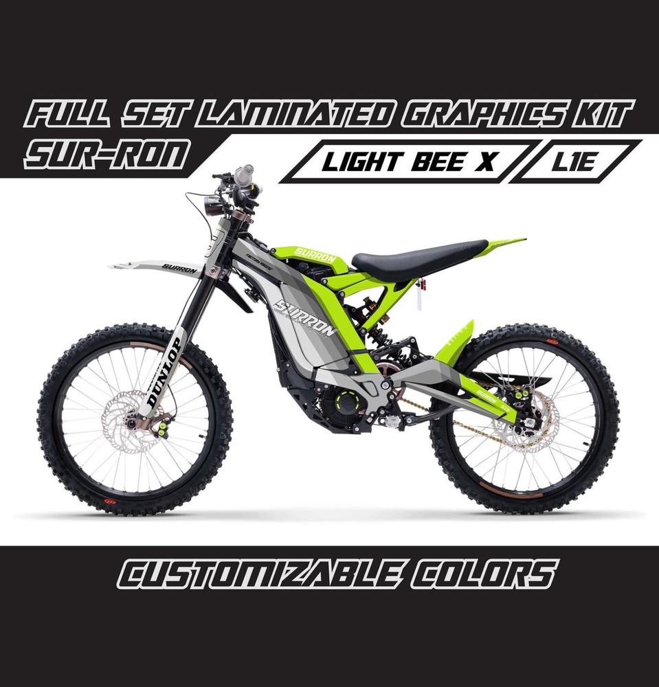 SUR RON LIGHT BEE X Lines Fluo Lime Gray Full Graphics Kit Decals Wrap Skin Set