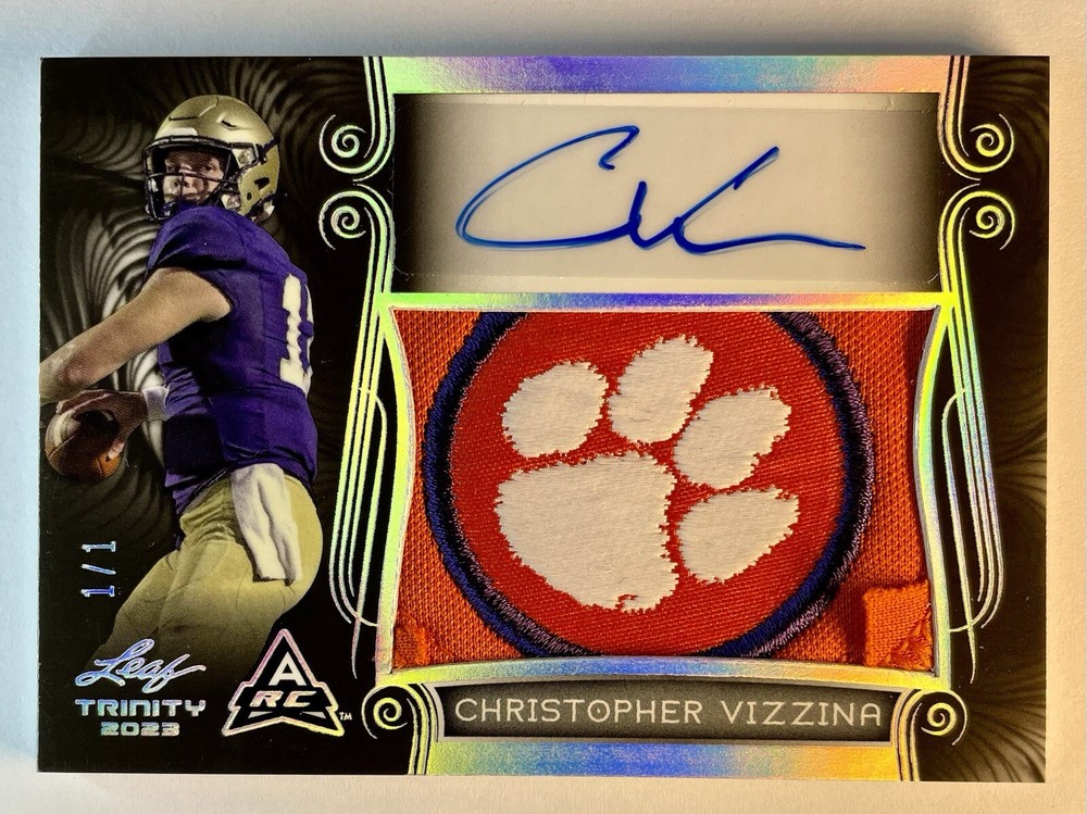 Christopher Vizzina 2023 Leaf Trinity 1/1 RPA Clemson Tigers QB Rookie Auto