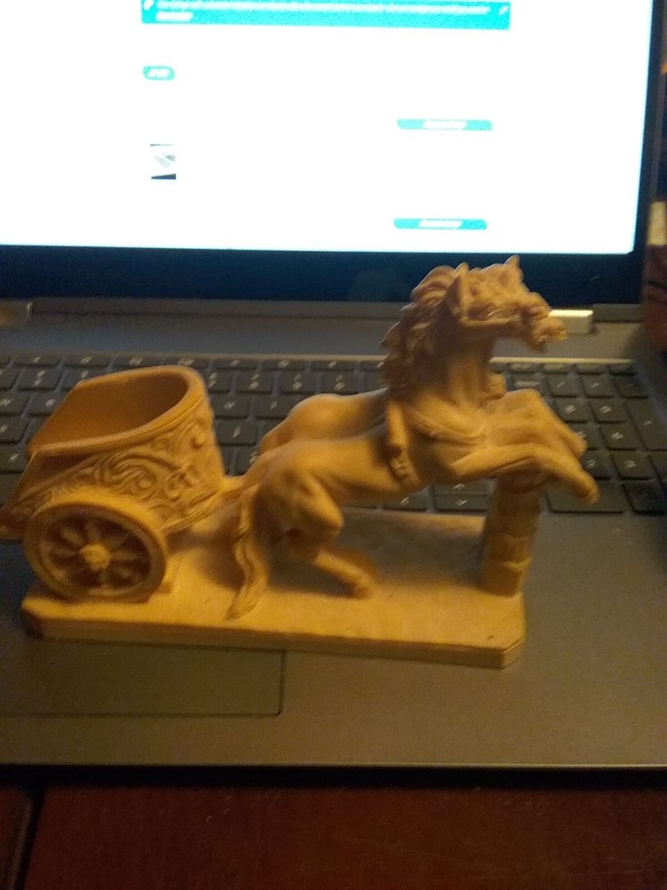 alabaster chariot with 2 horses