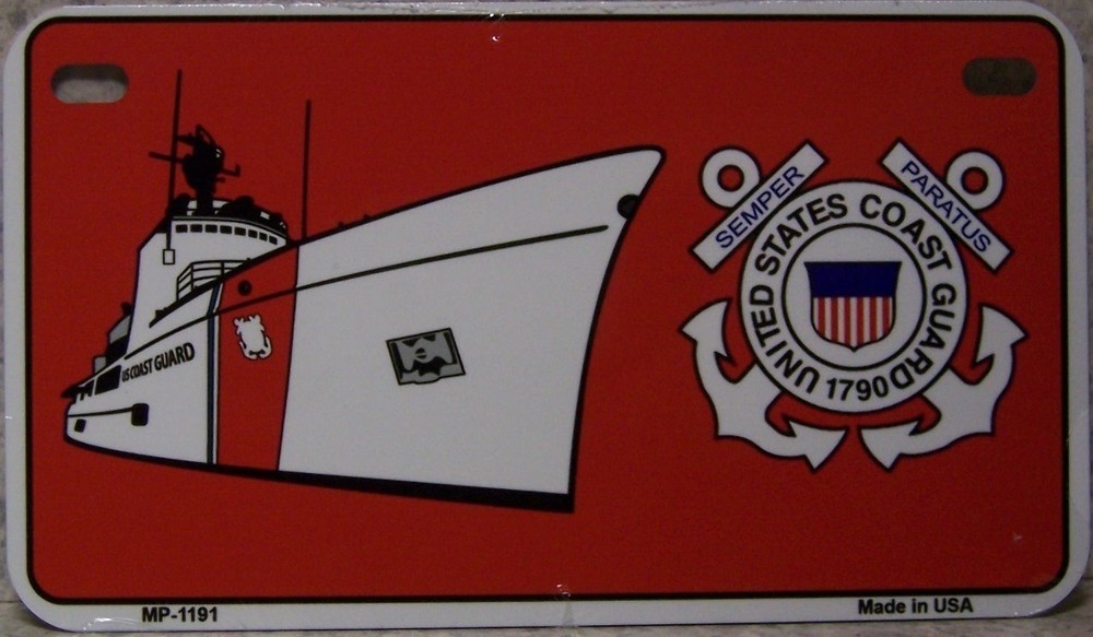Aluminum Motorcycle License Plate Military Coast Guard NEW Wheelchair Golf Cart