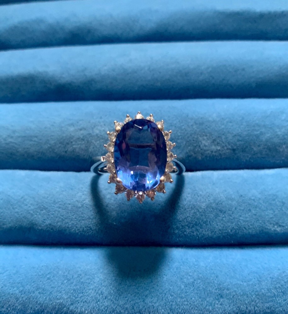 Fluorite & White Topaz Color Change Ring - Size 10, 7.40ctw