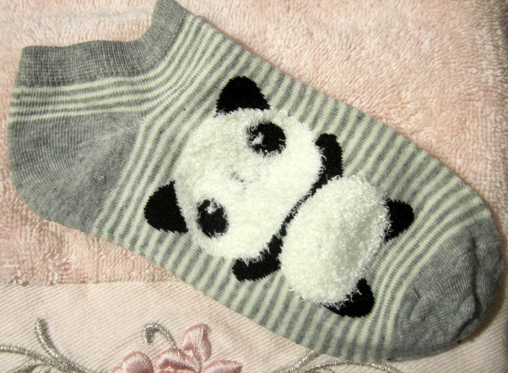 Panda Bear Socks - Gray & White - Womens Girls Unisex