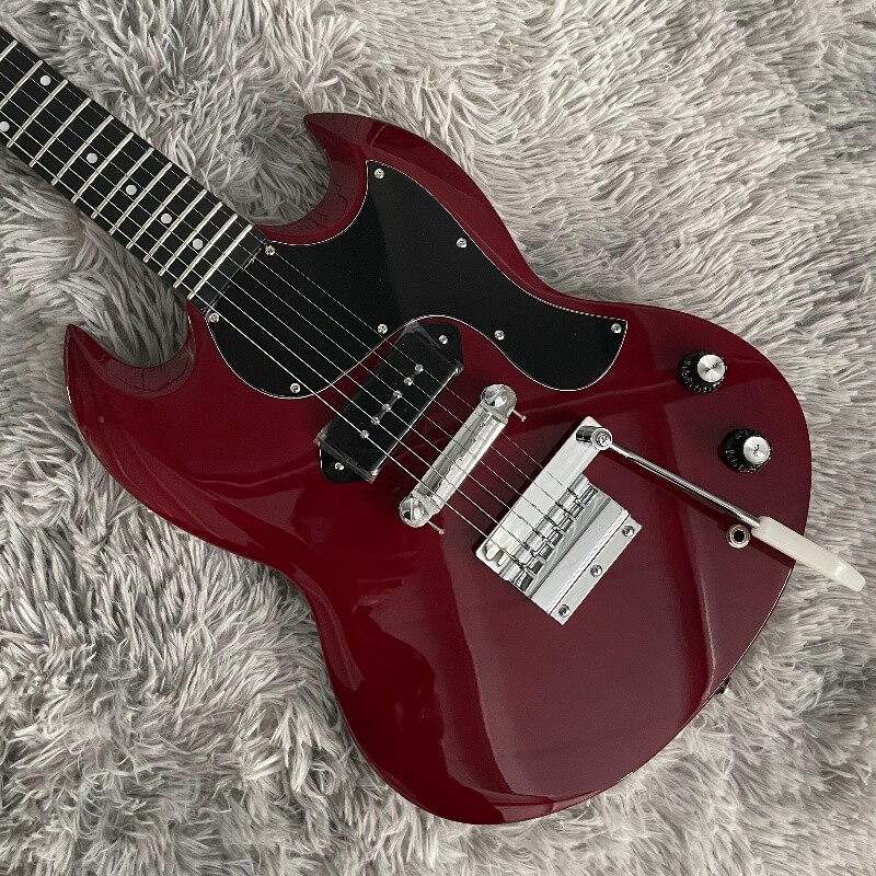 Wine Red SG Electric Guitar Tremolo H Pickup Mahogany Body Chrome Hardware