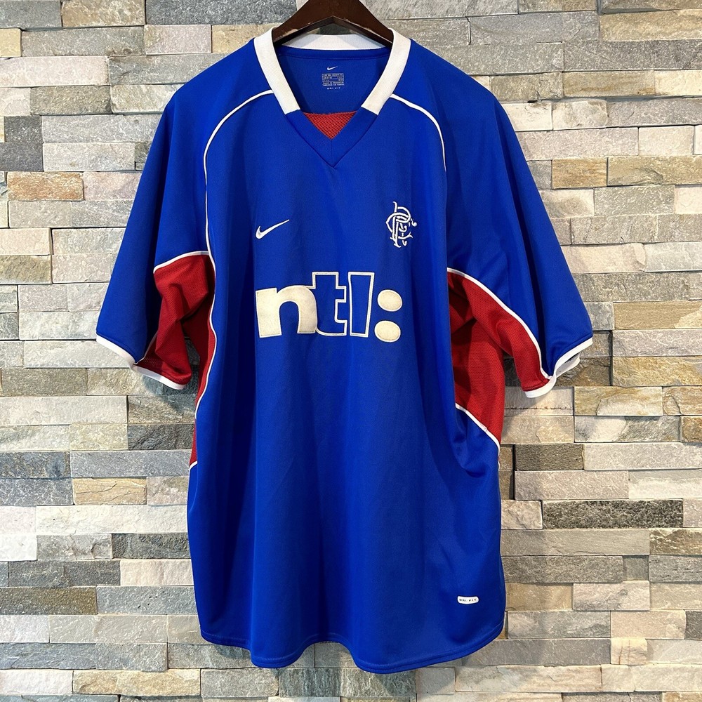 Nike Rangers FC 2001-02 Home Jersey Kit Vintage Football Shirt XXL