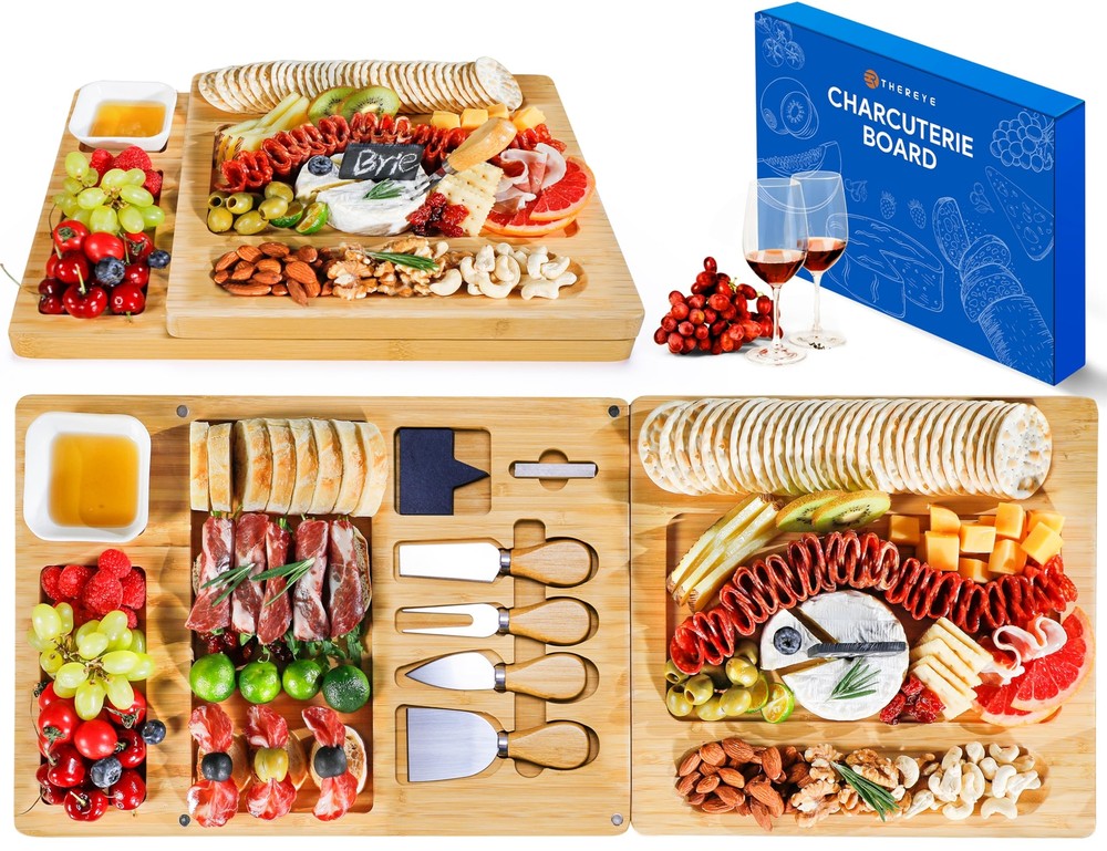 Charcuterie Boards, Cheese Board with Knife Set, Extra Large Charcuterie Boar...