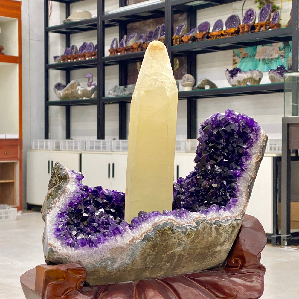 21.69LB Rare natural high-quality amethyst quartz cave ground crystal specimen