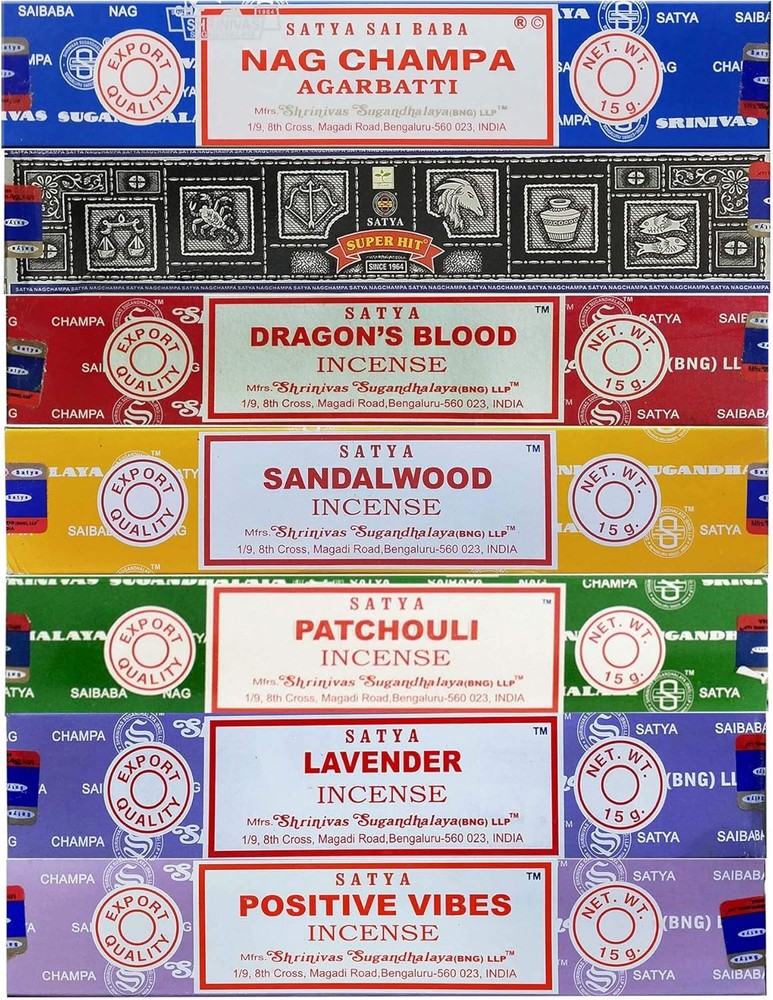 Satya Incense Gift Set with Nag Champa Super Hit Dragons Blood Sandalwood