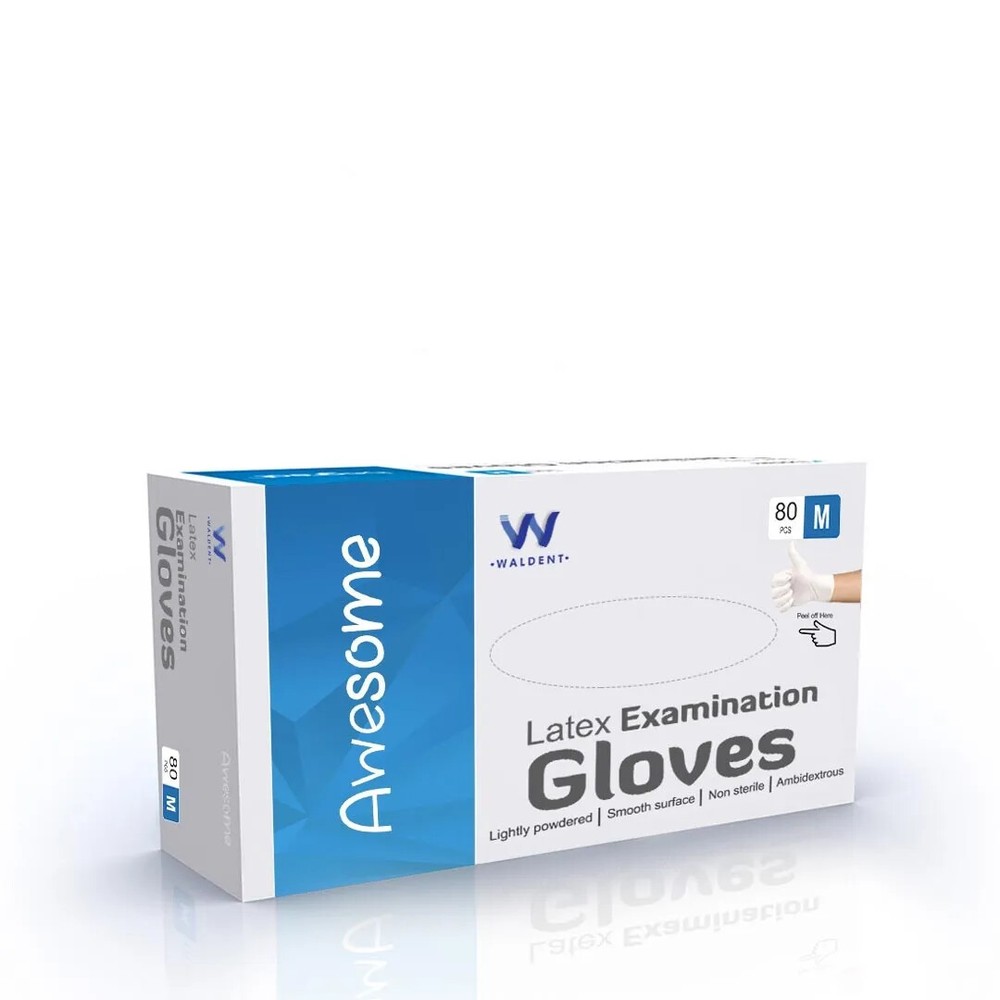 Waldent Medium Latex Exam Gloves for Comfortable Fit