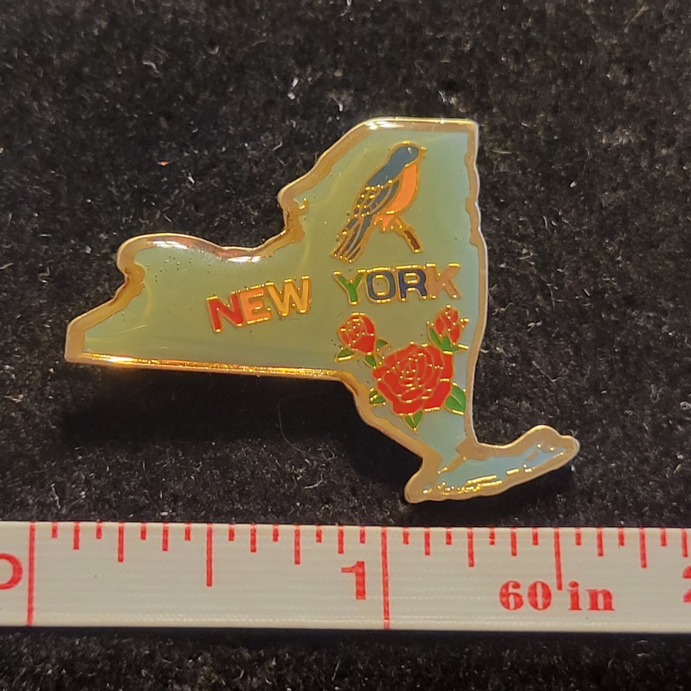 New York NY Souvenir State Lapel Pin Hat Vest Tie Tack resin gold tone travel