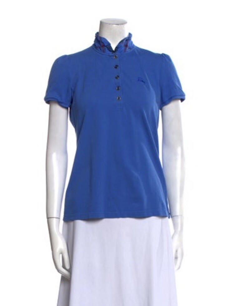 Burberry Brit Mock Neck Short Sleeve Polo, M