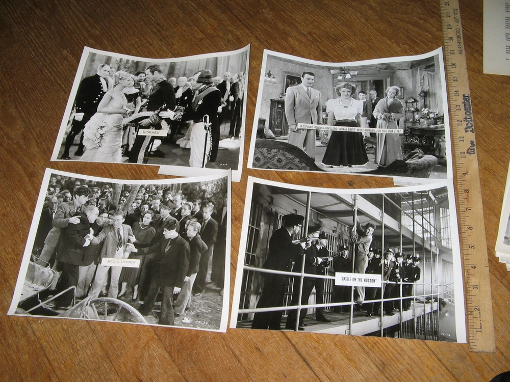 TV station photo 1960s (4 items) Disraeli Bette Davis Pat O'Brien,Hell's Kitchen