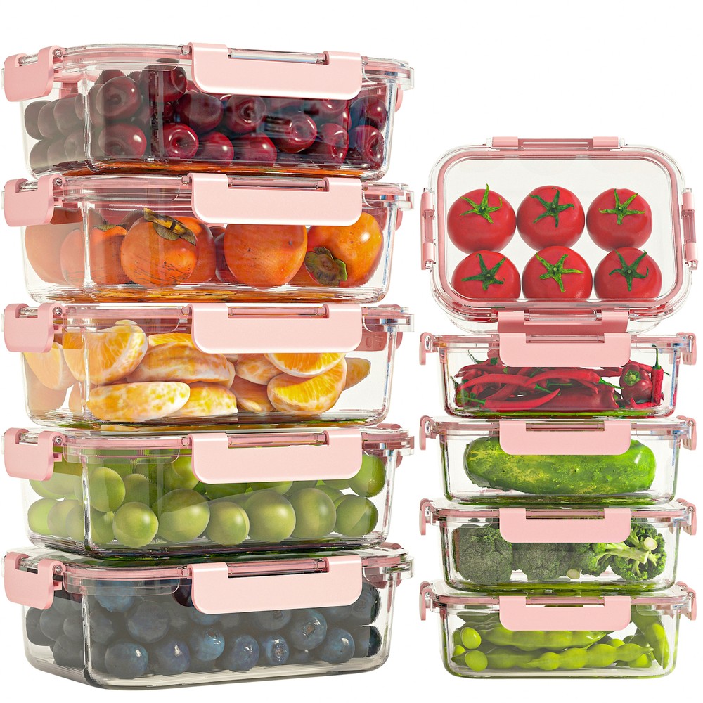 Microwave Safe Pink Airtight Food Storage Container Set of 20