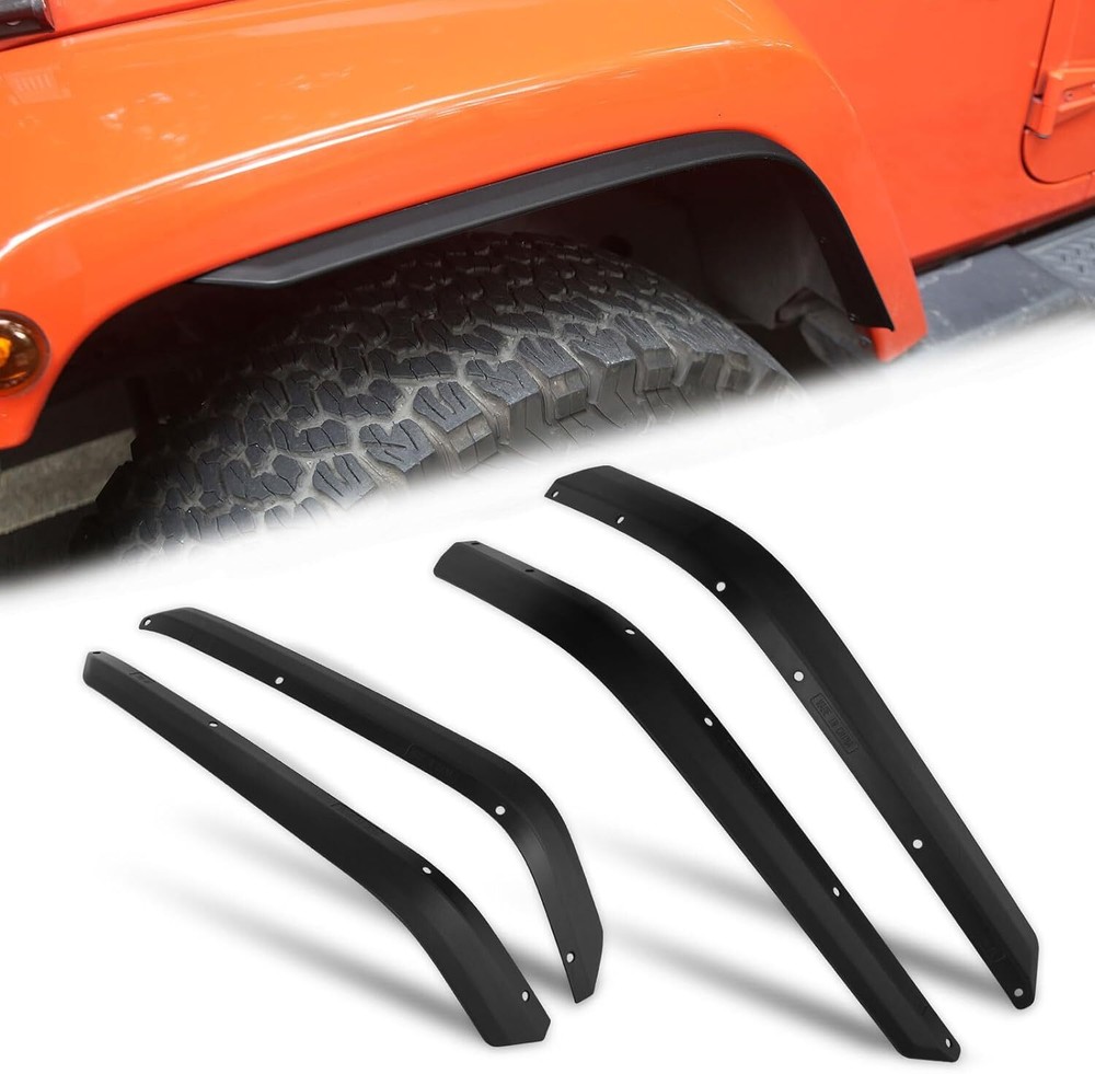 Front & Rear Fender Flares Compatible with 2007-2018 Jeep Wrangler JK JKU,Off