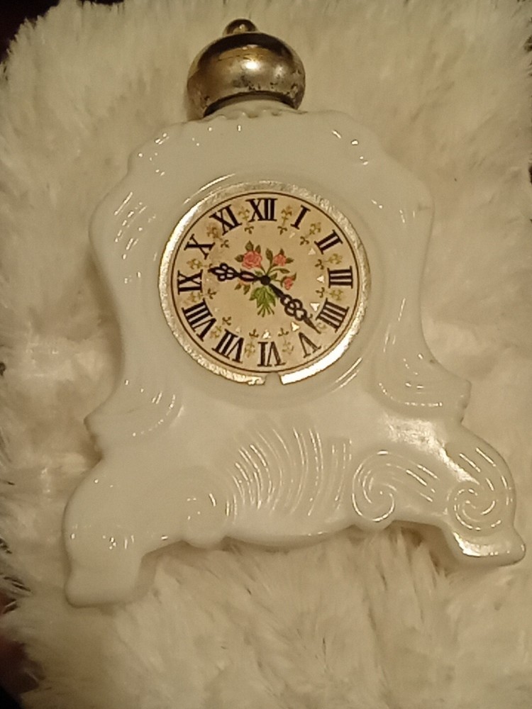 Vintage Avon - Mantle Clock - Cologne Bottle - White
