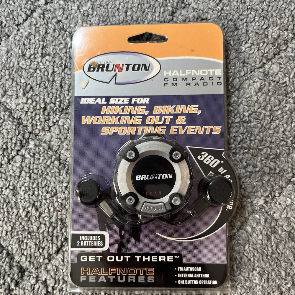 Vintage Brunton Halfnote Compact FM Mini Radio Hiking Biking Working Out Sports