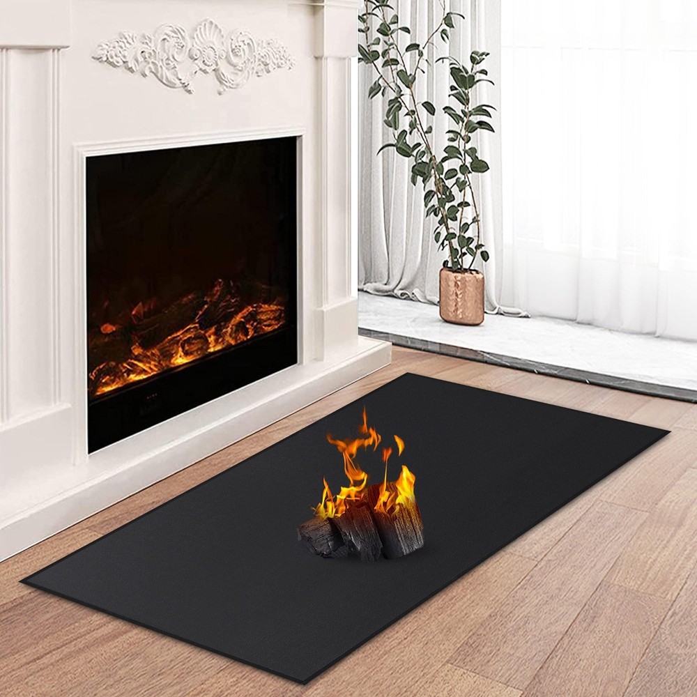 Fireproof Hearth Rug 48x28 Inch Fire Resistant Fireplace Mat