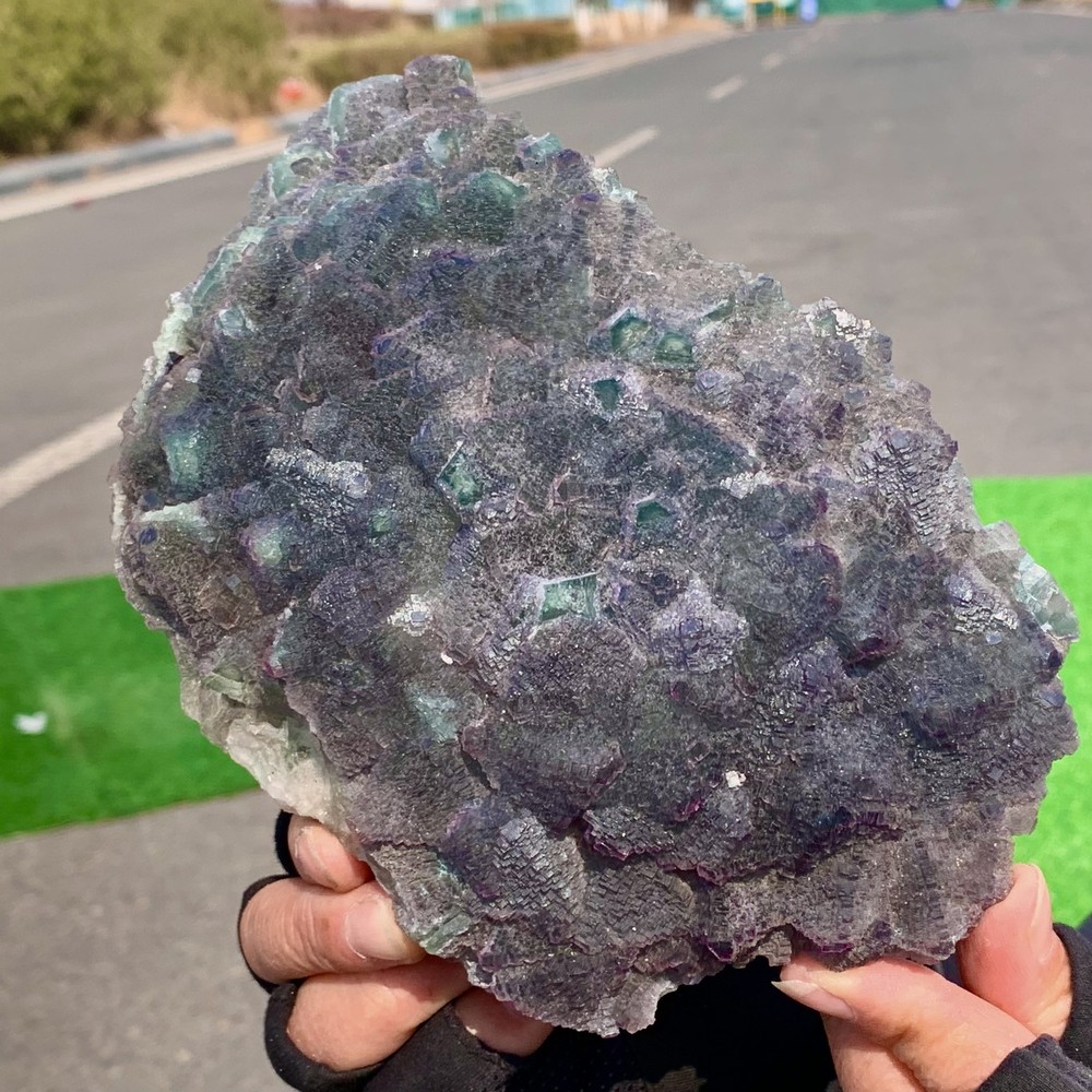 3.35LB Transparent Purple Cubic Fluorite Crystal Specimen from China