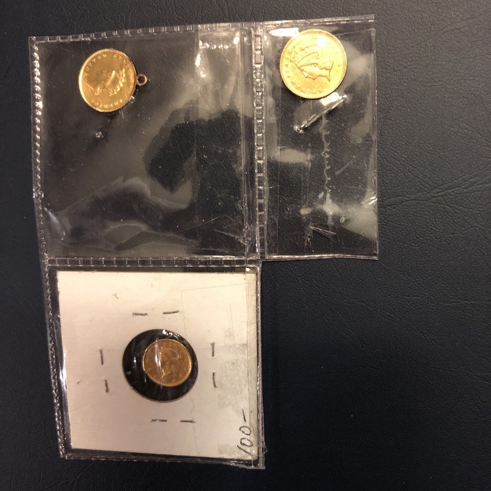 3 $1 Gold Love Tokens. Type 1, Type 2, Type 3.