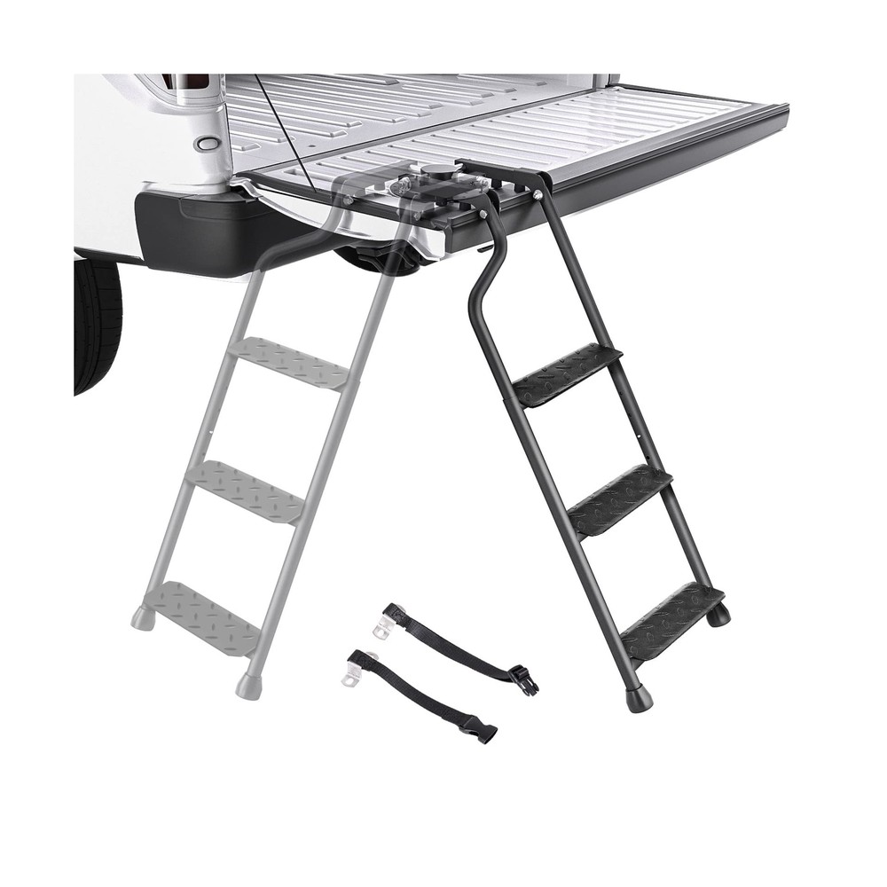 Foldable Non-Slip AA Tailgate Ladder for Pickup Trucks with Wide Pedal-image